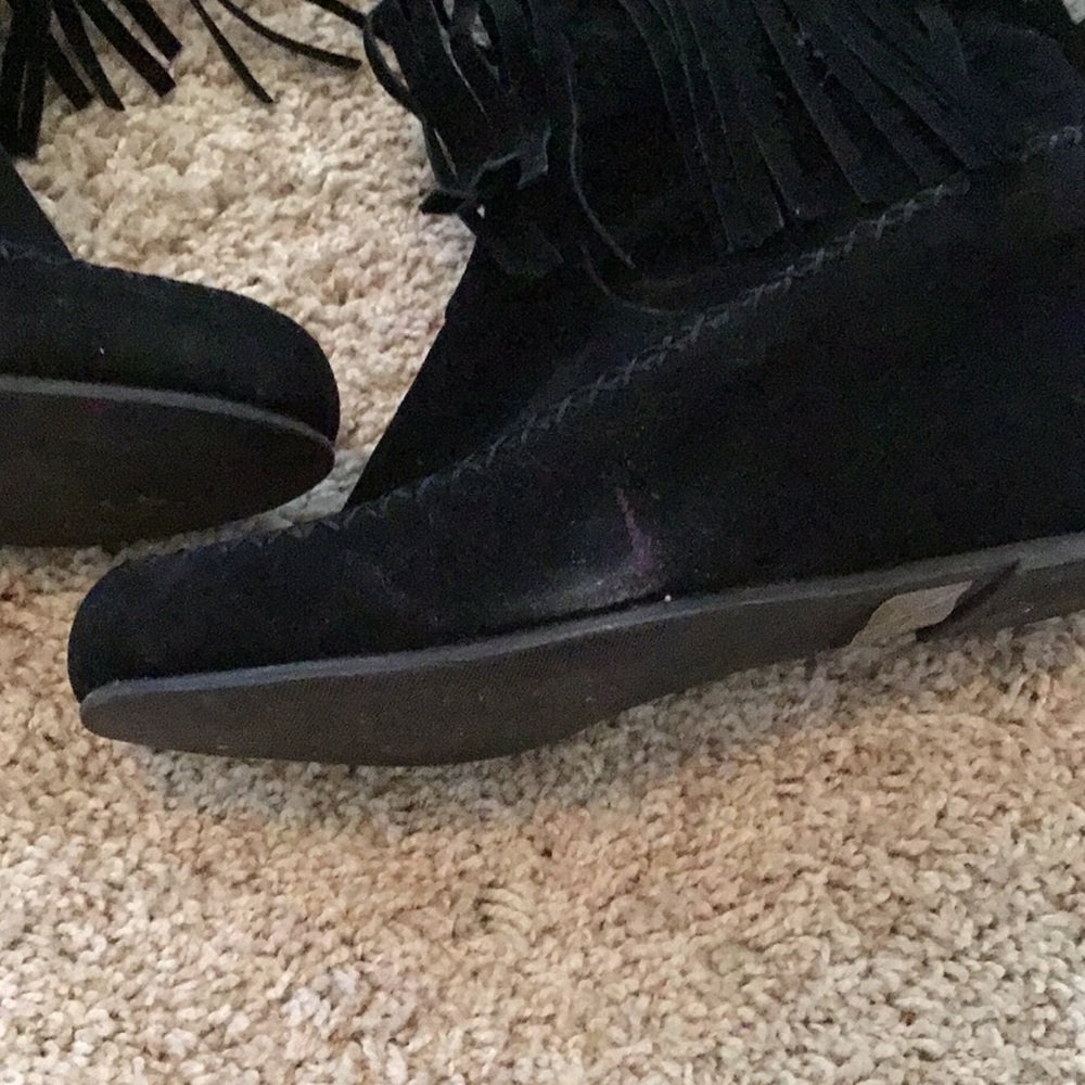 Black Fringe Wedge Boots 5/$25 - Picture 3 of 5